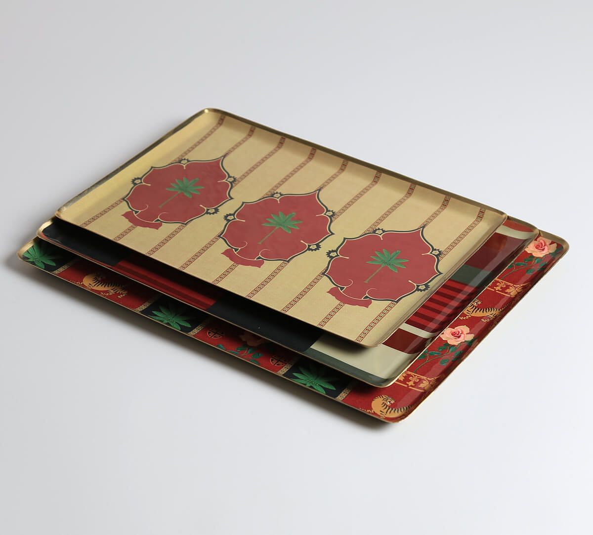 India Circus by Krsnaa Mehta Peepal and Palm Rectangle Tray Set